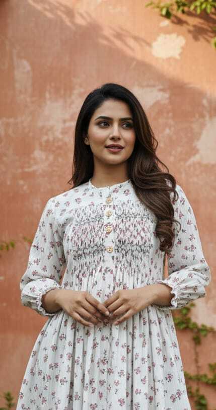 Comfortable linen summer dress on model, ideal everyday wear in tropical climate